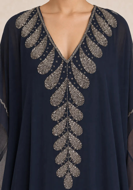 ibBan Women’s Hand Embroidered Georgette Kaftan Dress -Tanzeen