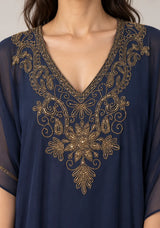 ibBan Women’s Hand Embroidered Georgette Kaftan Dress -Zava