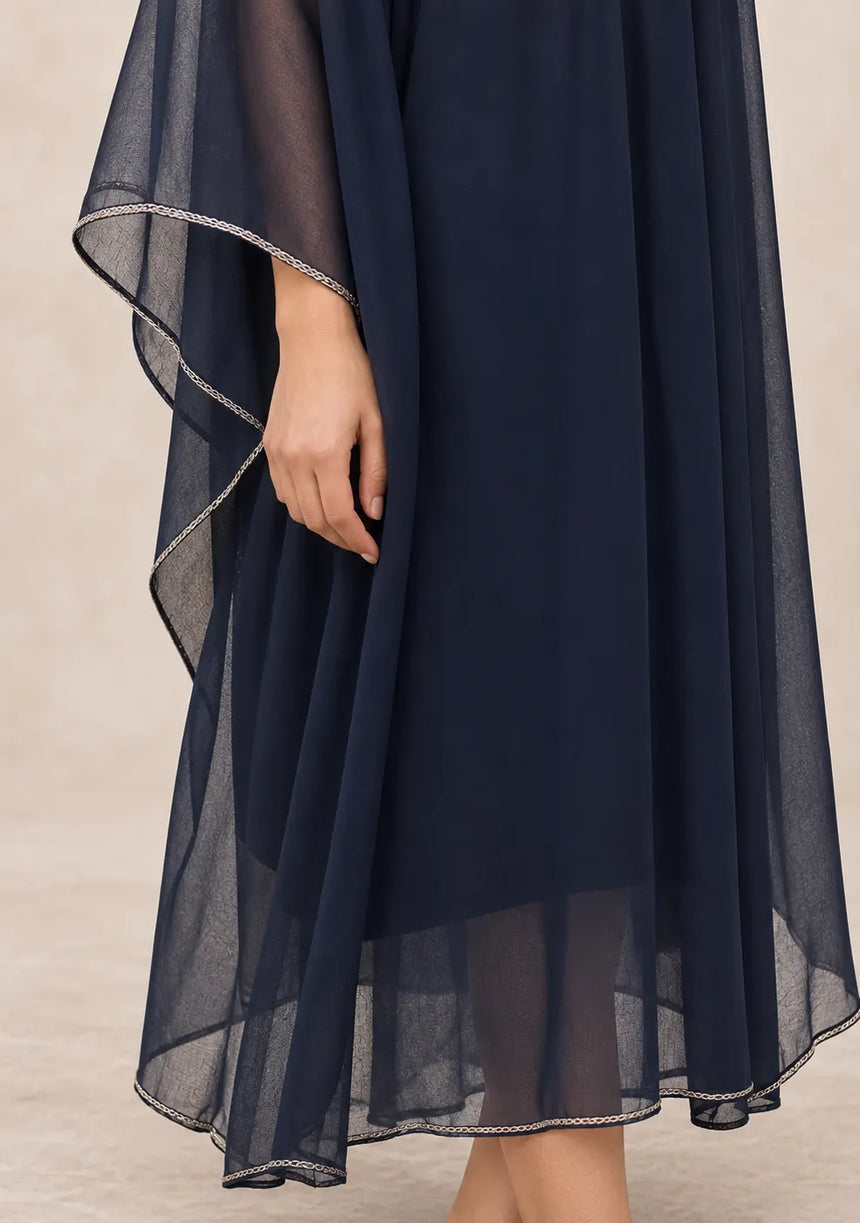 ibBan Women’s Hand Embroidered Georgette Kaftan Dress -Tanzeen