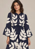 ibBan Leaf Print Cotton Maxi Dress with Tassel Tie - Livia