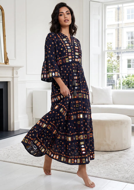 Robe Tunique Longue Brodé Main ibBan pour Femme - Tunique Longue Corina