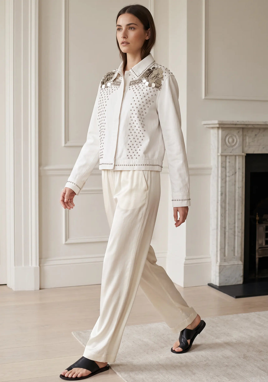 ibBan Women's Hand Mirror & Pearl Embellished Designer Jacket -
