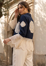 Women's Artisan Hand Embroidery Canvas Jacket - Ishila