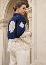 Women's Artisan Hand Embroidery Canvas Jacket - Ishila