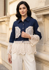 Women's Artisan Hand Embroidery Canvas Jacket - Ishila