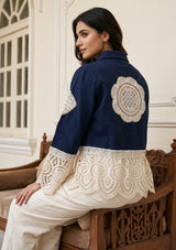 Women's Artisan Hand Embroidery Canvas Jacket - Ishila