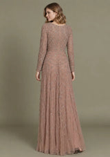 Women’s Net Long Dress with Floral Hand Embroidery-Arzoo