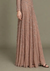 Women’s Net Long Dress with Floral Hand Embroidery-Arzoo