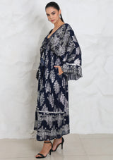 ibBan Hand Embroidered Cotton Lurex Winter Maxi Dress | Luxury Women's Fashion - Sofiya