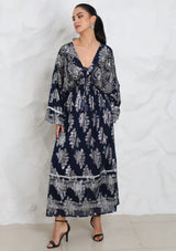 ibBan Hand Embroidered Cotton Lurex Winter Maxi Dress | Luxury Women's Fashion - Sofiya