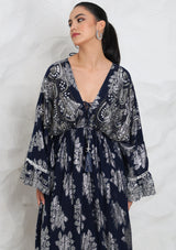 ibBan Hand Embroidered Cotton Lurex Winter Maxi Dress | Luxury Women's Fashion - Sofiya