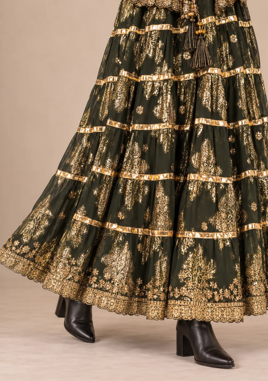 ibBan Cotton Lurex Tiered Long Dress - Chari