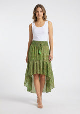 Minivestido de seda verde oliva para mujer - Clásico