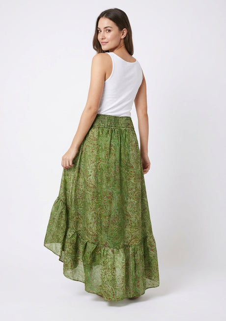 Minivestido de seda verde oliva para mujer - Clásico
