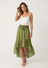 Minivestido de seda verde oliva para mujer - Clásico