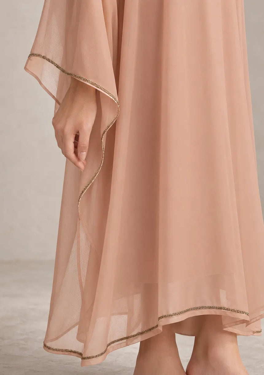 ibBan Women’s Hand Embroidered Georgette Kaftan Dress -Tanzeen