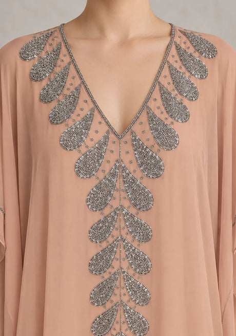 ibBan Women’s Hand Embroidered Georgette Kaftan Dress -Tanzeen