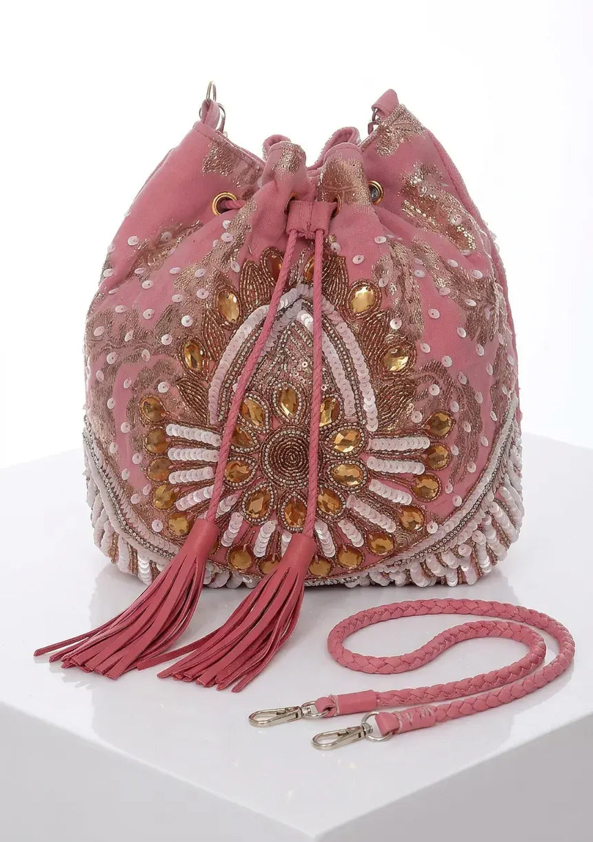 ibBan Beaded  Bag | Hand Embroidered Luxury Bucket Bag -Vidha