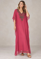 ibBan Women’s Hand Embroidered Georgette Kaftan Dress -Zava