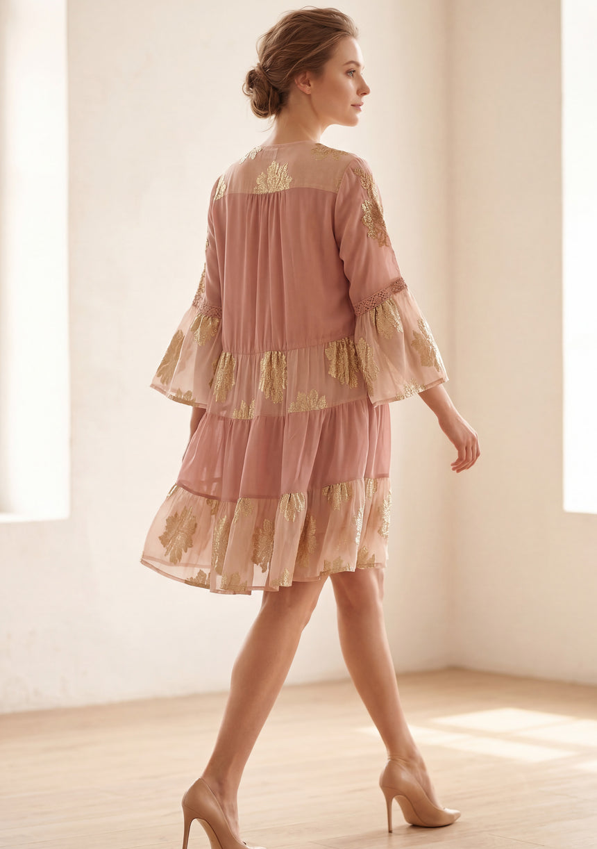 Minivestido de algodón con cuello redondo para mujer - Soha