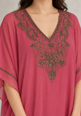 ibBan Women’s Hand Embroidered Georgette Kaftan Dress -Zava