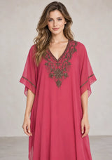ibBan Women’s Hand Embroidered Georgette Kaftan Dress -Zava