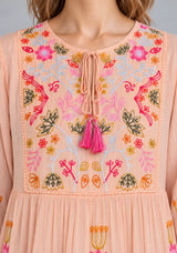 ibBan Cotton Floral Embroidery Long Dress - Riza