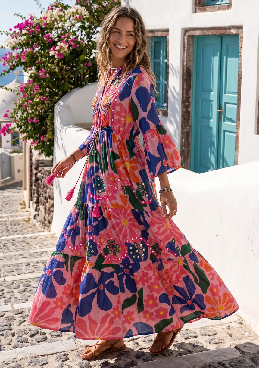 ibBan Multicolour Printed Cotton Long Tunic - Zohal