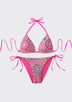 Conjunto de bikini rosa estampado para mujer con tirantes ajustables - Siena