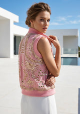 ibBan Hand Embroidered Cotton Canvas Gilet | Luxury Women's Statement Vest - Yara