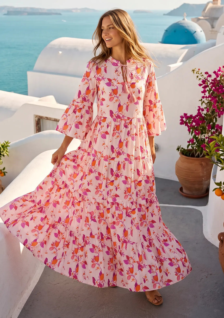 ibBan Printed Cotton Maxi Dress | Women's Floral Summer Long Dress - Hayal Long Dress