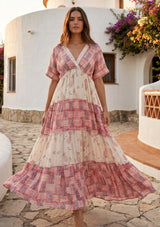ibBan Printed Cotton & Silk Blend Maxi Dress | Luxury Boho  Dress -Rezza Long Dress