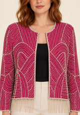 ibabn Women’s Hand Beaded Fringe Jacket - Amaya