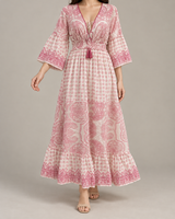Mayra Long Dress - Hand-Embroidered Cotton