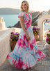 ibBan Tie-Dye Rayon Maxi Dress with Hand Embroidery -Pedi