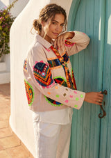 Designer Embroidered Cotton Canvas Jacket for Women | ibBan Collection - Ania