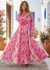 ibBan Printed Cotton Maxi Dress | Premium Women's Boho Resort Dress - Afra Long Dress