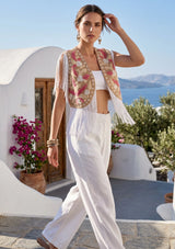 ibBan Hand Embroidered Jute Gilet | Luxury Summer Women's Vest -Donia
