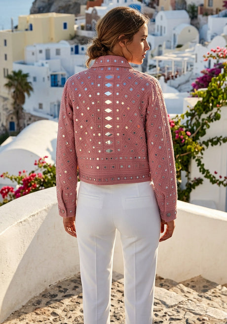 Women's Artisan Heavy Hand Embroidery Canvas Jacket - Corina