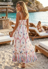 Maxivestido de algodón con cuello en V para mujer - Lulama