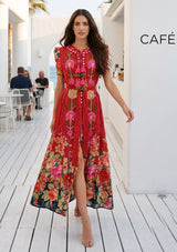 ibBan Floral Hand Embroidered Cotton Long Dres -Nagozi