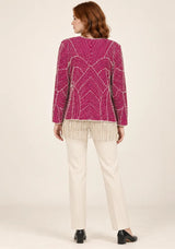 ibabn Women’s Hand Beaded Fringe Jacket - Amaya