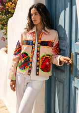 Designer Embroidered Cotton Canvas Jacket for Women | ibBan Collection - Ania