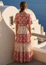 ibBan Printed Cotton & Silk Blend Maxi Dress | Luxury Boho  Dress -Rezza Long Dress