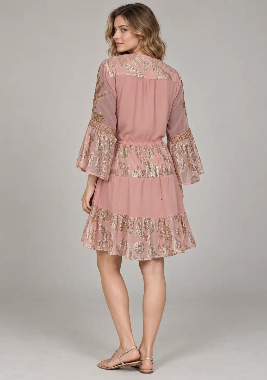 ibBan Women’s Cotton Lurex Embroidered Short Tunic - Soha