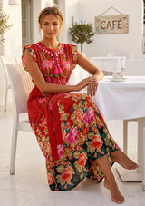ibBan Floral Hand Embroidered Cotton Long Dres -Nagozi