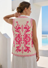 ibBan Hand Embroidered Summer Vest | Women's Cotton Canvas Designer Vest - Perla