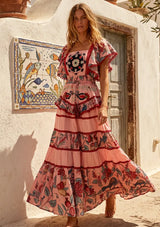 ibBan Embroidered Cotton Maxi Dress with Tiered Floral  - Lamis