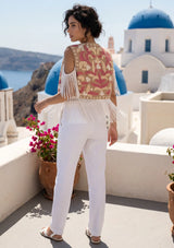 ibBan Hand Embroidered Jute Gilet | Luxury Summer Women's Vest -Donia