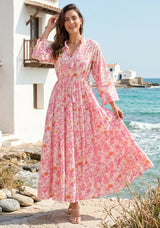 Women's Printed Cotton Floral Long Dress | ibBan Europe - Esra Long Dress